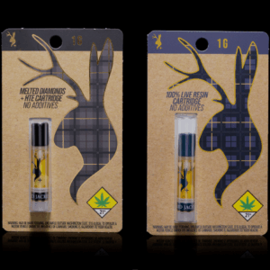 Two kinds of vape cartridges from Plaid Jacket. Shop Plaid Jacket vape cartridges at Nature's Gifts.