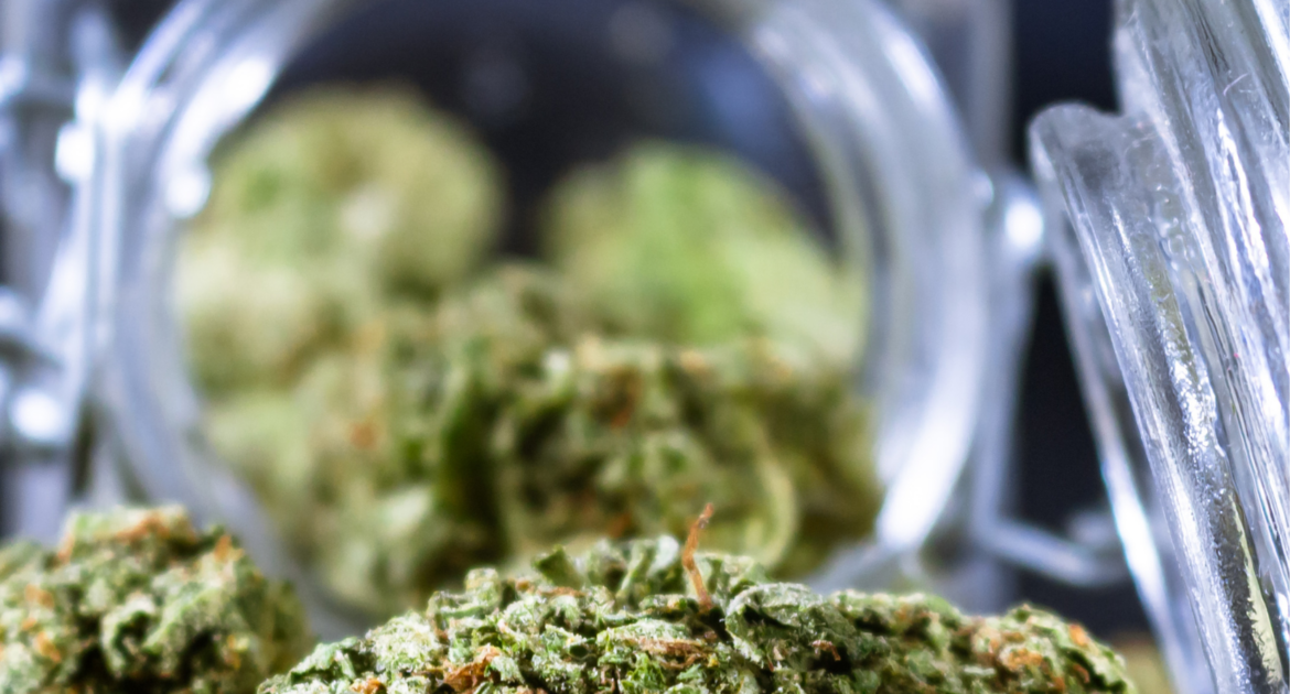 Jar of high-quality flower - 40% off weekly deals on all 7g flower, Saturday, May 16th